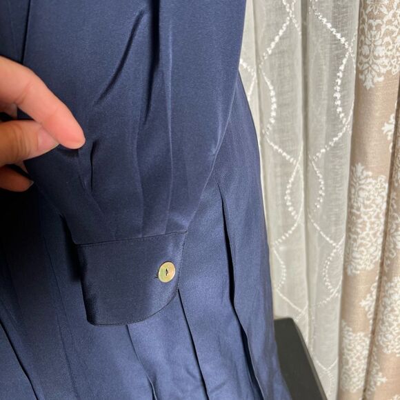 Vintage TALBOTS Petites Silk Dress – Navy, Size 8 – Made in Hong Kong - Picture 2 of 7